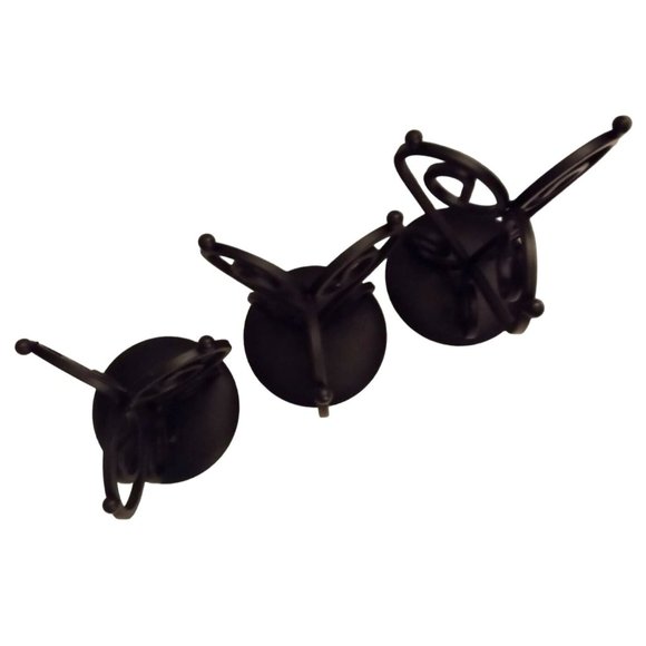 Black Wrought Iron Graduated Tier Scrollwork Pillar Candlestick Holder Set of 3 - Picture 7 of 11